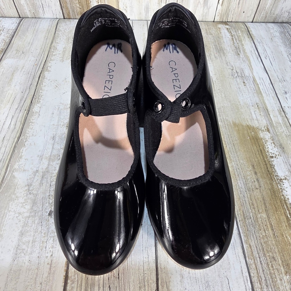 Capezio Jr Tyette Black Patent Mary Jane Tap Shoes Kids Size 13.5 M